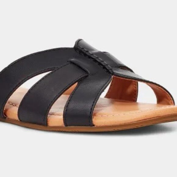 UGG Black Slide Sandals with Crisscross Straps - Picture 1 of 13